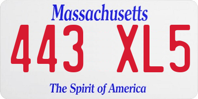 MA license plate 443XL5