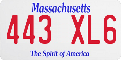 MA license plate 443XL6