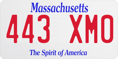 MA license plate 443XM0