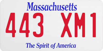 MA license plate 443XM1