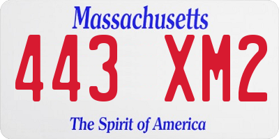 MA license plate 443XM2