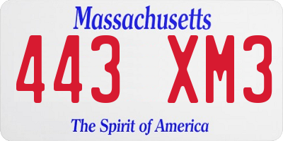MA license plate 443XM3