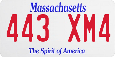 MA license plate 443XM4
