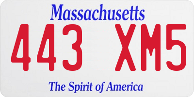 MA license plate 443XM5