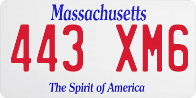 MA license plate 443XM6