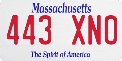 MA license plate 443XN0