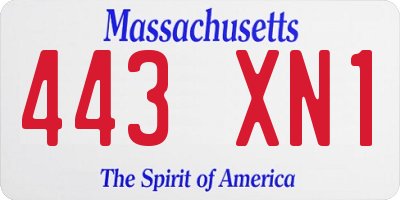 MA license plate 443XN1