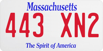 MA license plate 443XN2