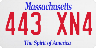 MA license plate 443XN4
