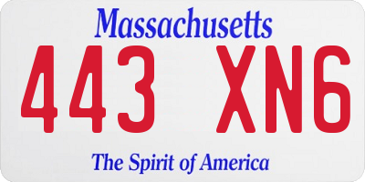 MA license plate 443XN6
