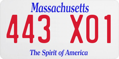MA license plate 443XO1