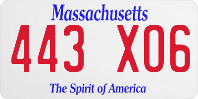 MA license plate 443XO6