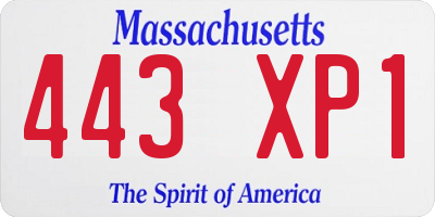 MA license plate 443XP1