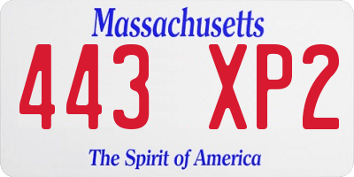 MA license plate 443XP2