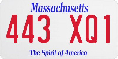MA license plate 443XQ1