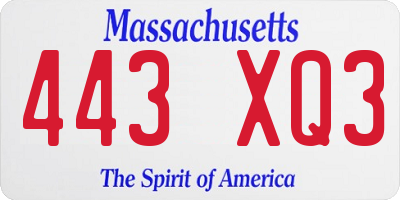 MA license plate 443XQ3