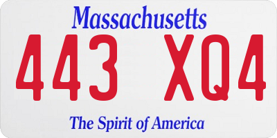 MA license plate 443XQ4
