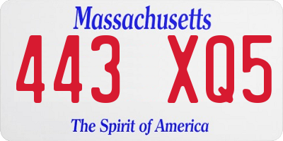 MA license plate 443XQ5