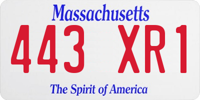 MA license plate 443XR1