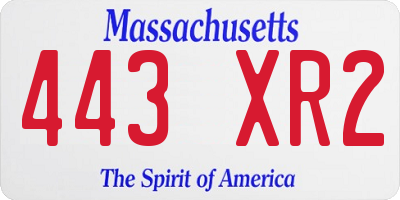 MA license plate 443XR2