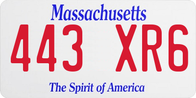 MA license plate 443XR6