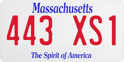 MA license plate 443XS1