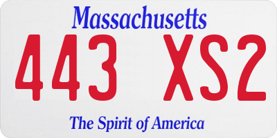 MA license plate 443XS2