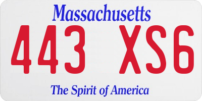 MA license plate 443XS6