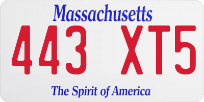 MA license plate 443XT5