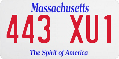 MA license plate 443XU1