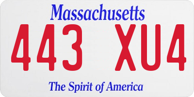 MA license plate 443XU4