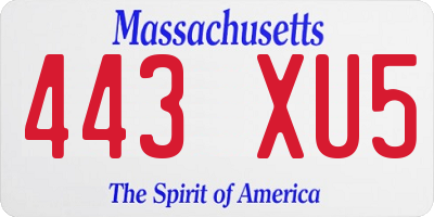 MA license plate 443XU5