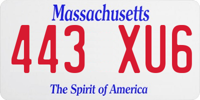 MA license plate 443XU6