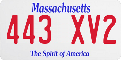 MA license plate 443XV2