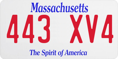 MA license plate 443XV4