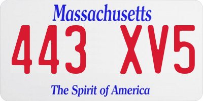 MA license plate 443XV5