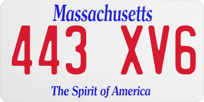 MA license plate 443XV6