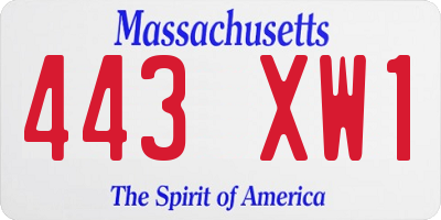 MA license plate 443XW1