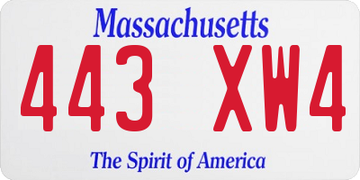 MA license plate 443XW4