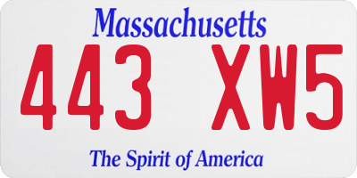 MA license plate 443XW5