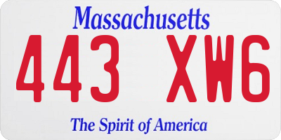 MA license plate 443XW6