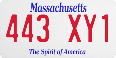 MA license plate 443XY1
