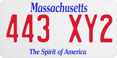 MA license plate 443XY2