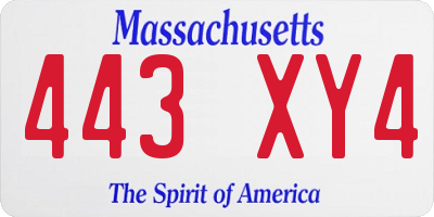 MA license plate 443XY4