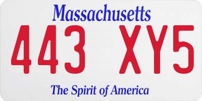MA license plate 443XY5