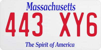 MA license plate 443XY6