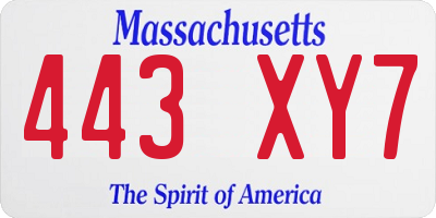 MA license plate 443XY7