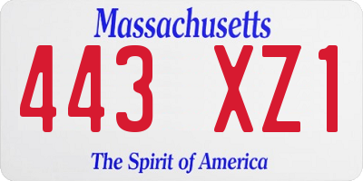 MA license plate 443XZ1