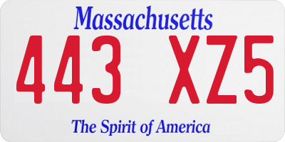 MA license plate 443XZ5