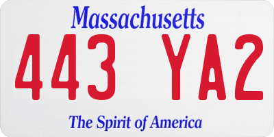 MA license plate 443YA2